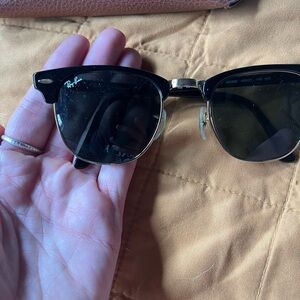 Ray-Ban Black and Gold Clubmaster Sunglasses (missing screw)